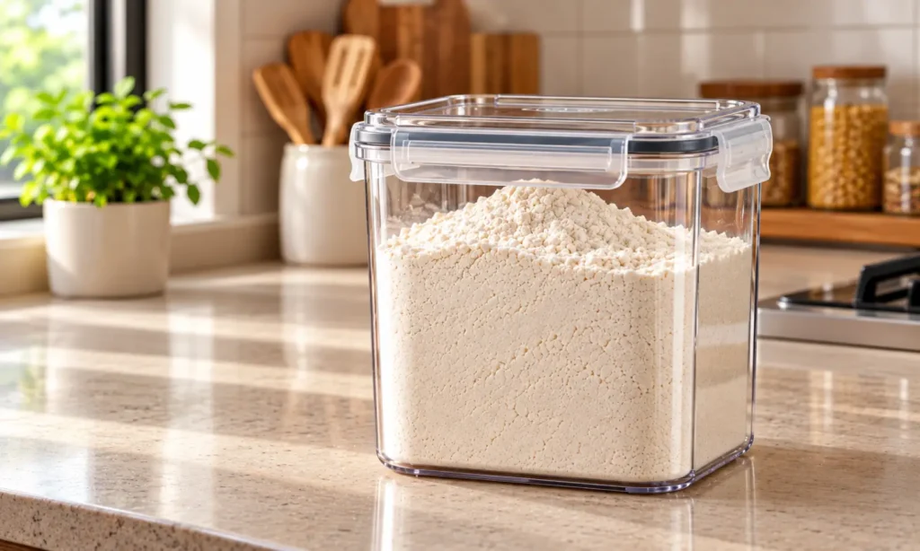 Flour Container in a Sunlit Kitchen