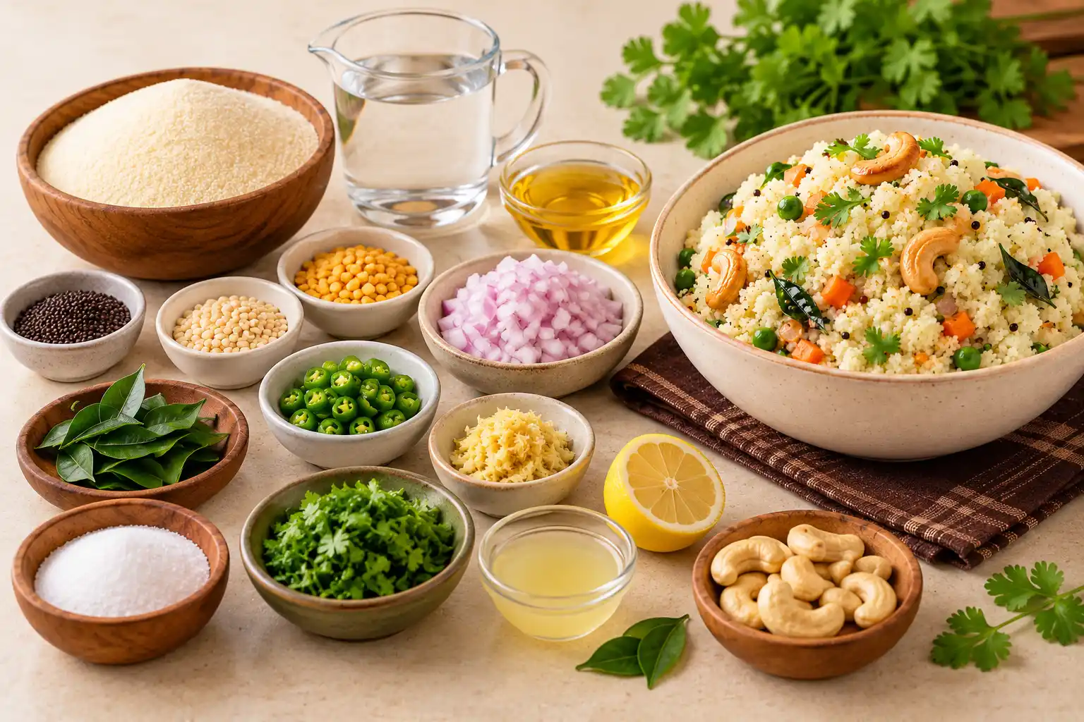 Ingredients for Soft and Fluffy Rava Upma