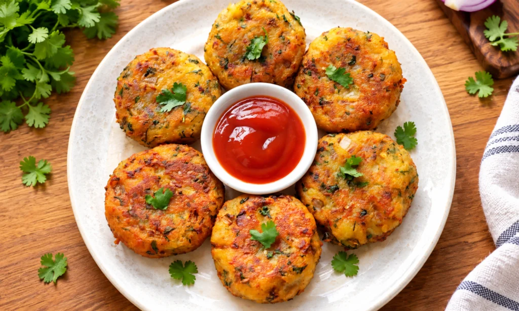 Rava Aloo Tikki Chaat